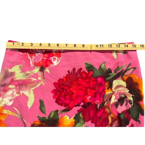 Talbots Floral Pencil Skirt Pink Multicolor Cotton Blend Petites - Size 8P - Picture 6 of 10